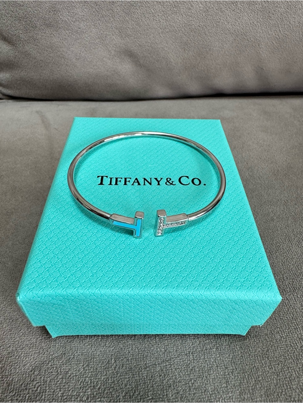 Silver TT Bracelet with Turquoise Accent